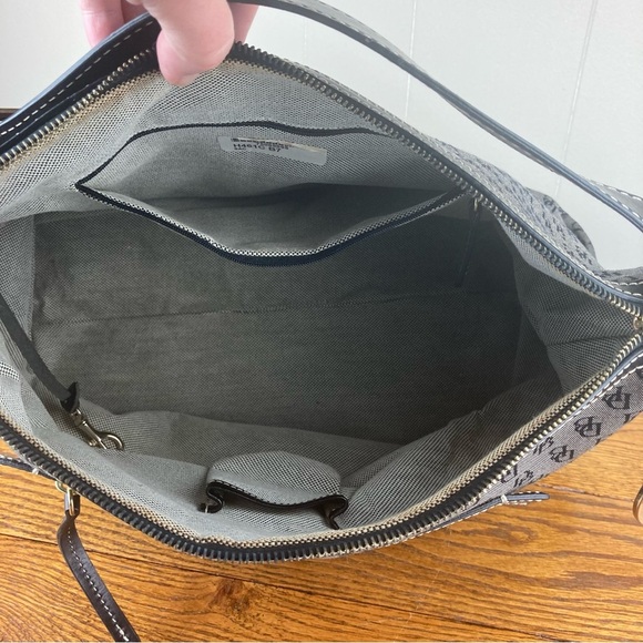 Dooney & Bourke Vintage Sig large slouchy hobo & wristlet Gray/Black Blue Duck - Picture 9 of 13